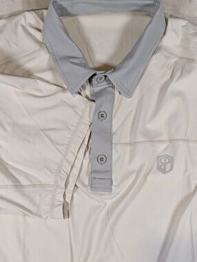 Born Primitive Mens XL Off White Grey Contrast Tek Polo Performance Golf Shirt